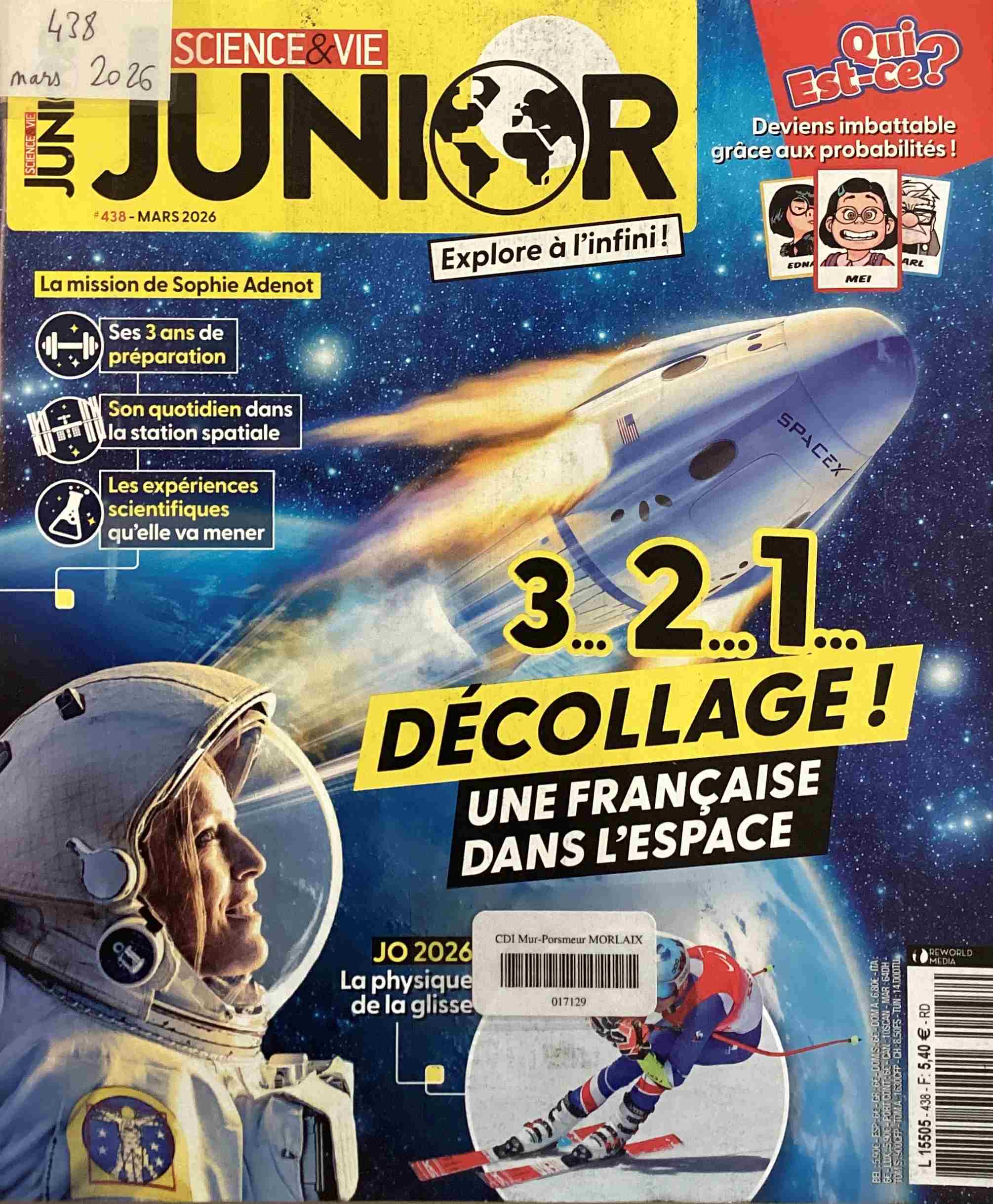 Science et Vie junior, mars 2026, n°438 Science et Vie Junior