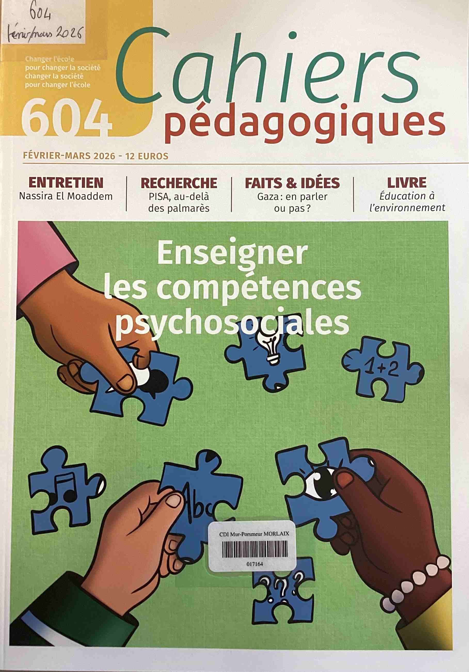 Cahiers pédagogiques, février-mars 2026, n°604 Cahiers pédagogiques